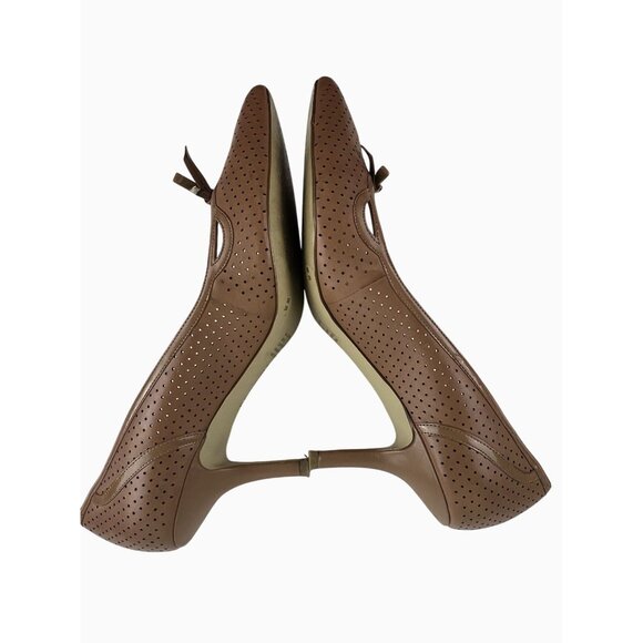 BCBGirls Darren Dark Wheat Leather Cut-Out Pointy Toe Heels w/ Bow Size 9M READ! - Picture 4 of 13